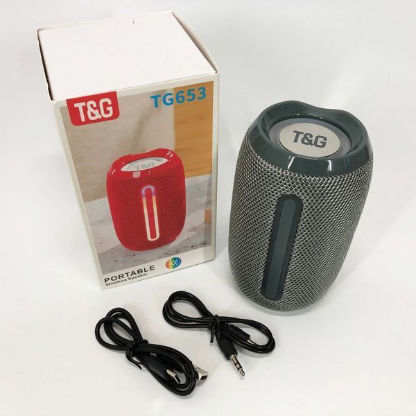 Портативная Bluetooth-колонка TG653 USB с ремешком, громкая колонка для вечеринки. Цвет: серый 00017233 фото