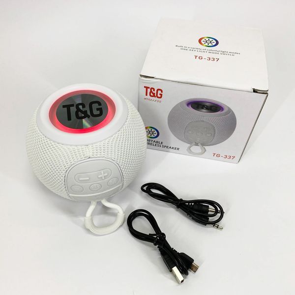 Бездротова потужна колонка TG337 з Bluetooth, RGB-підсвічуванням та радіо. Колір: білий 00017457 фото