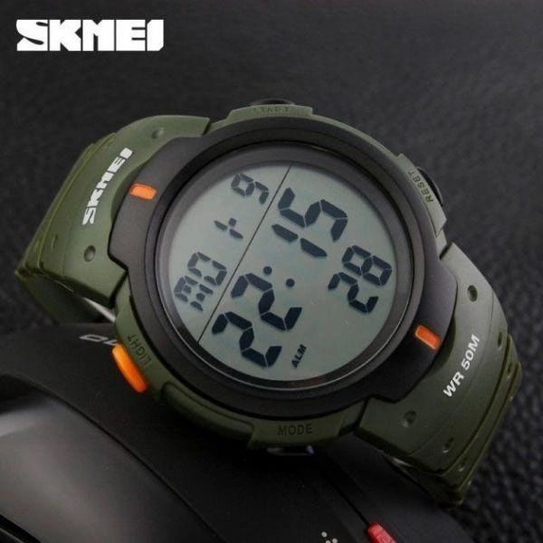Часы наручные мужские SKMEI 1068AG, армейские часы противоударные. Цвет: зеленый 00022134 фото