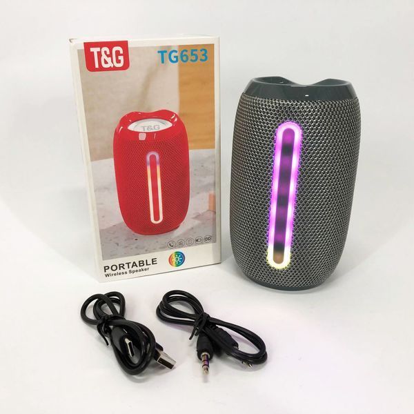 Портативная Bluetooth-колонка TG653 USB с ремешком, громкая колонка для вечеринки. Цвет: серый 00017233 фото