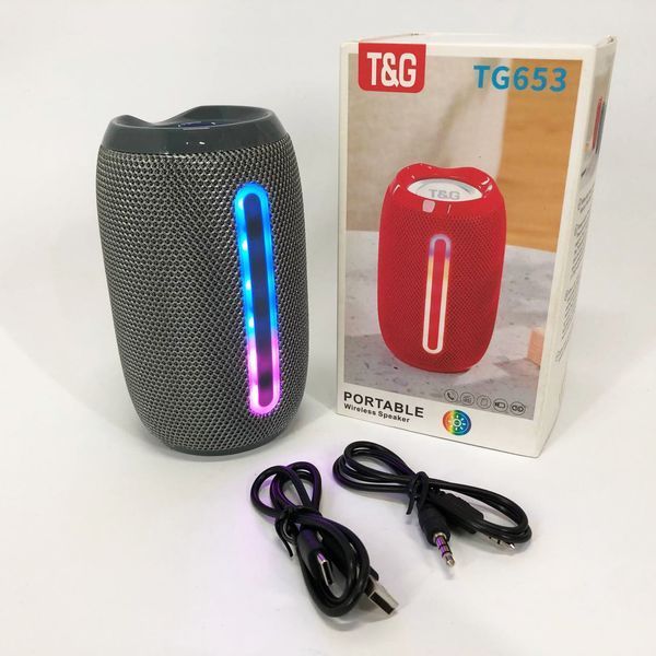 Портативная Bluetooth-колонка TG653 USB с ремешком, громкая колонка для вечеринки. Цвет: серый 00017233 фото