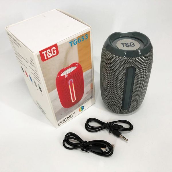 Портативная Bluetooth-колонка TG653 USB с ремешком, громкая колонка для вечеринки. Цвет: серый 00017233 фото