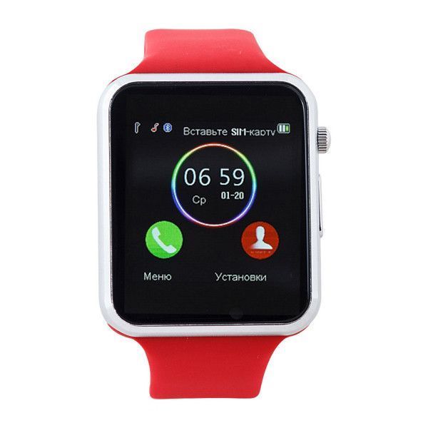 Смарт-часы Smart Watch A1 умные электронные со слотом под sim-карту + карту памяти micro-sd. Цвет: красный 00022449 фото