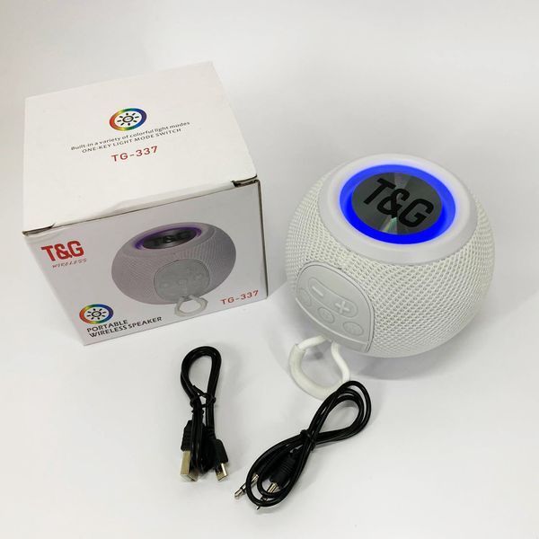 Бездротова потужна колонка TG337 з Bluetooth, RGB-підсвічуванням та радіо. Колір: білий 00017457 фото