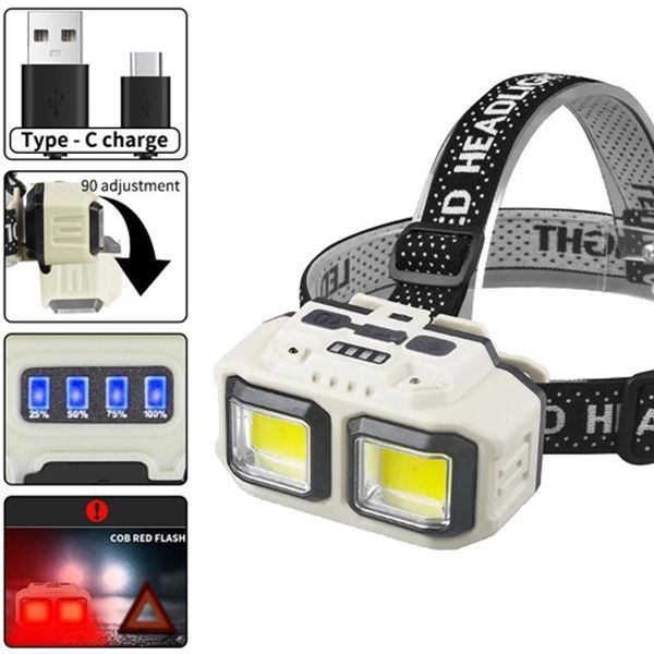 Ліхтар налобний акумуляторний Bailong HX-816S 2COB(white+red) із сенсорним датчиком вологозахист 00023195 фото