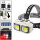 Ліхтар налобний акумуляторний Bailong HX-816S 2COB(white+red) із сенсорним датчиком вологозахист 00023195 фото 3