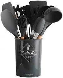 Набор кухонных принадлежностей силиконовый Kitchen Set RB-2239 черный(12 предметов) 00019301 фото
