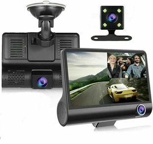 Автомобильный регистратор 1080P FHD ЖК-экран 3 камера заднего вида обзор 170 00016931 фото