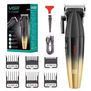 Машинка для стрижки волос аккумуляторная Professional Turbo с разными насадками VGR V-003. Цвет: желтый 00015476 фото