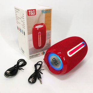 Портативная Bluetooth-колонка TG653 USB с ремешком, мощная переносная акустическая колонка. Цвет: красный 00017234 фото