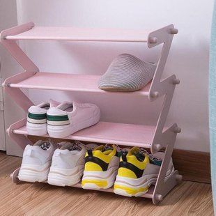 Полка для обуви органайзер стойка складная Shoe Rack YH8802 для вещей и обуви 4 полки. Цвет: розовый 00013598 фото