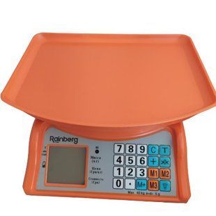 Електронні ваги Rainberg RB-805 40 кг led підсвічування. Колір: помаранчевий 00020325 фото
