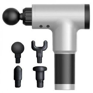 Портативный ручной массажер для тела fascial gun kh-320 черный, мышечный ручной ударный массажер 00014671 фото