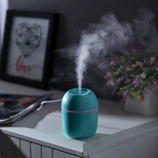 Бирюзовый ультразвуковой мини увлажнитель воздуха USB Humidifier с подсветкой 00018608 фото