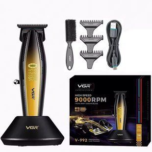 Машинка для стрижки волос с мощным мотором XPRO VGR V-992 GOLD с насадками 1-2-3 мм 00015250 фото