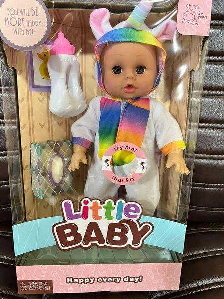 Лялька пупс, що розмовляє з пляшечкою та серветками Little Baby 00024597 фото