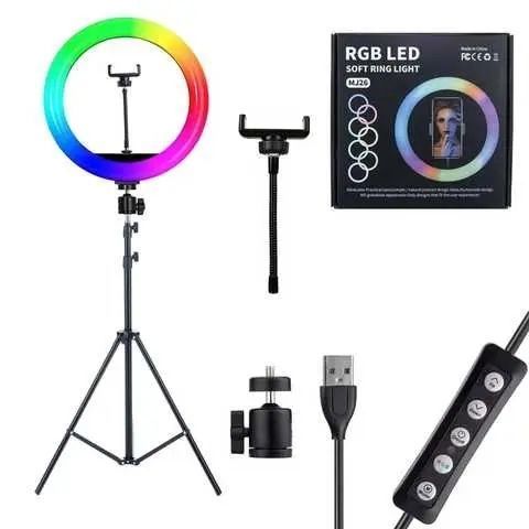 Кольцевая лампа со Штативом RGB 36 см,Светодиодная LED лампа,Кольцевой свет,Разноцветная лампа блогера 00018151 фото