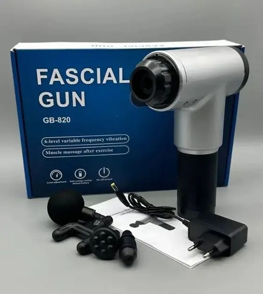 Портативний ручний масажер fascial gun kh-320 чорний, м'язовий ручний ударний масажер 00014671 фото