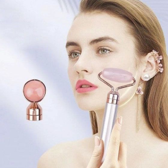 Массажер ролик электрический для лица Facial Roller Massager. Цвет: бежевый 00014448 фото