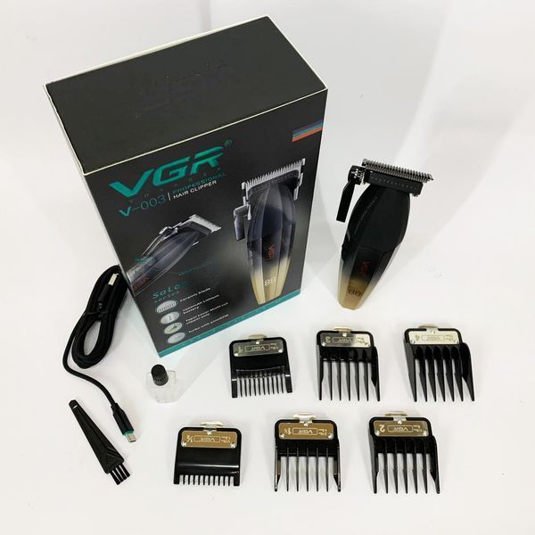 Машинка для стрижки волос аккумуляторная Professional Turbo с разными насадками VGR V-003. Цвет: желтый 00015476 фото