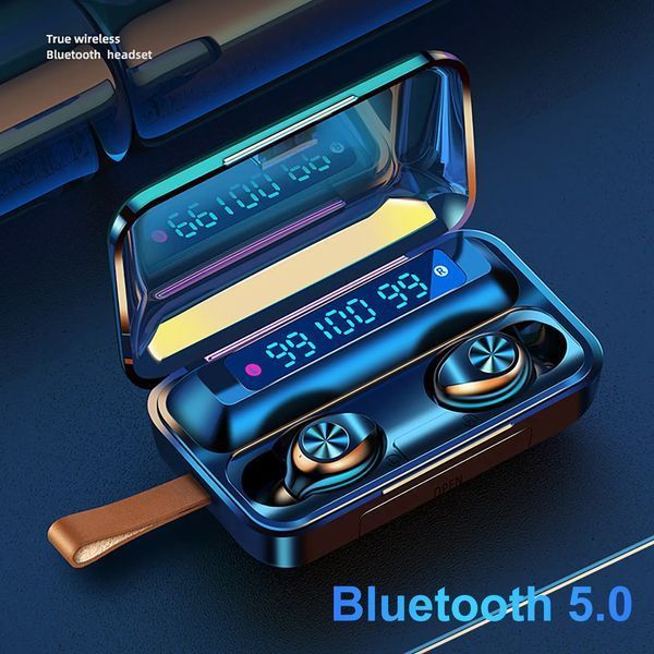 Наушники F9 TWS V5.0 Беспроводные сенсорные Bluetooth с индикатором заряда водонепроницаемые черные (NB-1) 00017398 фото