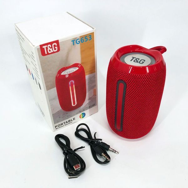 Портативна Bluetooth-колонка TG653 USB з ремінцем, потужна переносна акустична колонка. Колір: червоний 00017234 фото