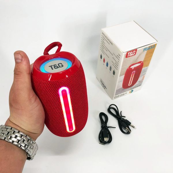 Портативна Bluetooth-колонка TG653 USB з ремінцем, потужна переносна акустична колонка. Колір: червоний 00017234 фото