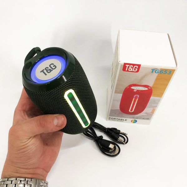 Портативная Bluetooth-колонка TG653 USB с ремешком беспроводная колонка портативная мощная. Цвет: зеленый 00017670 фото