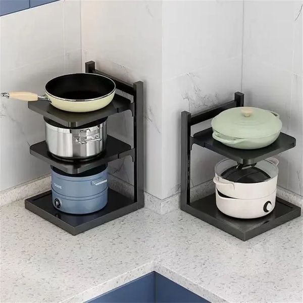 Кухонная полка для хранения кастрюль на 3 уровня для хранения кастрюль регулируемая 00012773 фото