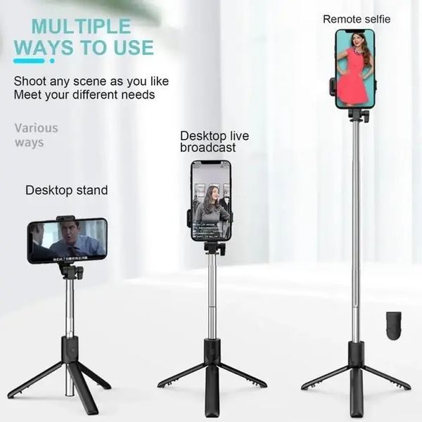 Селфи палка штатив-монопод для телефона с Bluetooth пультом Selfie Stick R1 черный 00023797 фото