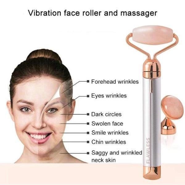 Массажер ролик электрический для лица Facial Roller Massager. Цвет: бежевый 00014448 фото