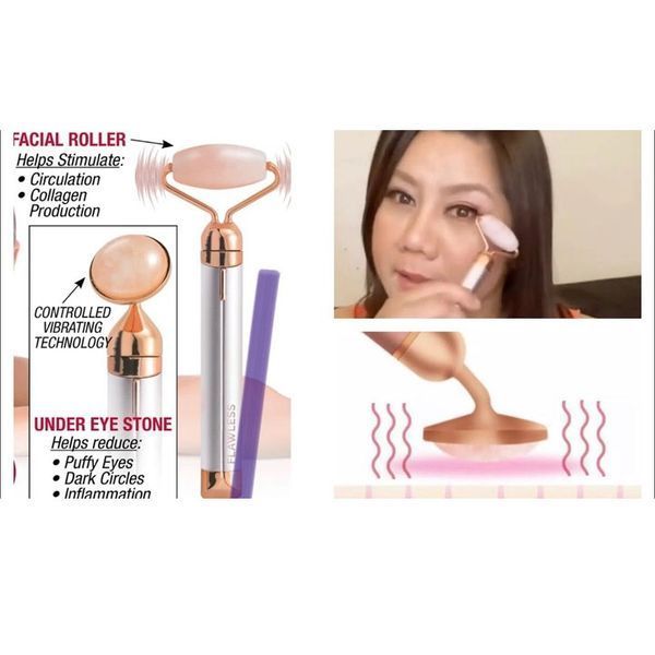 Массажер ролик электрический для лица Facial Roller Massager. Цвет: бежевый 00014448 фото