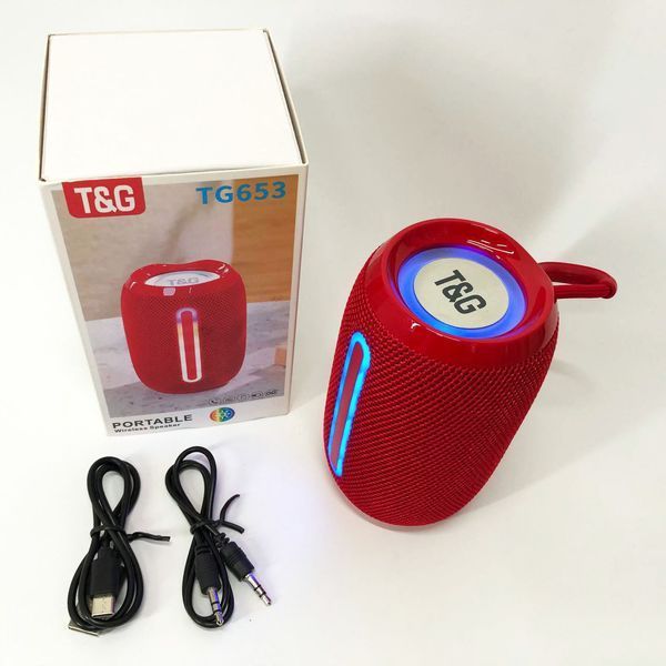 Портативна Bluetooth-колонка TG653 USB з ремінцем, потужна переносна акустична колонка. Колір: червоний 00017234 фото