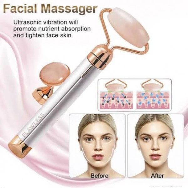 Массажер ролик электрический для лица Facial Roller Massager. Цвет: бежевый 00014448 фото