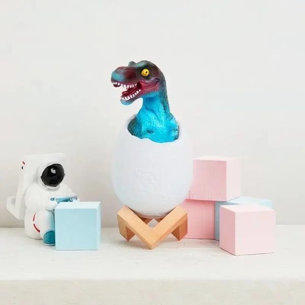 Детский светильник SUNROZ 3D Dinosaur Lamp лампа-ночник "Динозаврик в яйце" с пультом ДУ 00022158 фото