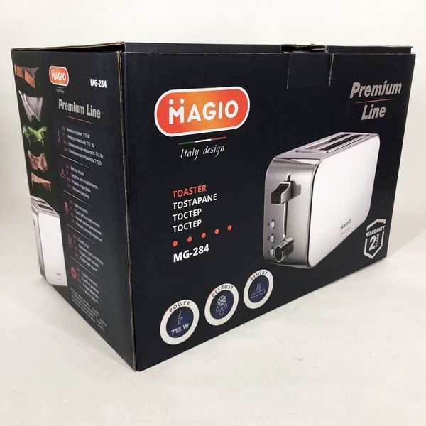 Тостер Magio MG-284 715 Вт, тостер для 2 гренок, электрический горизонтальный тостер, универсальный тостер 00018892 фото