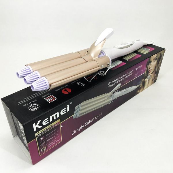 Плойка для волос профессиональная Kemei KM-1010 тройная для создания локонов с турмалиновым покрытием 00014532 фото