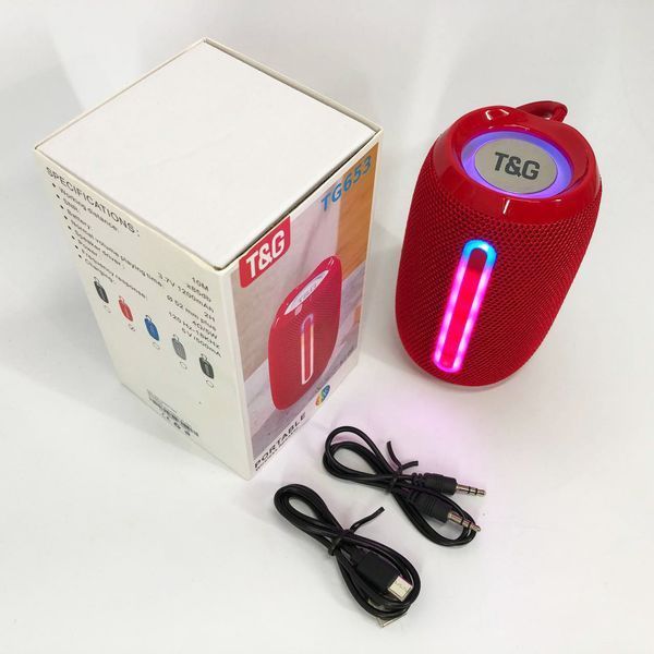 Портативна Bluetooth-колонка TG653 USB з ремінцем, потужна переносна акустична колонка. Колір: червоний 00017234 фото