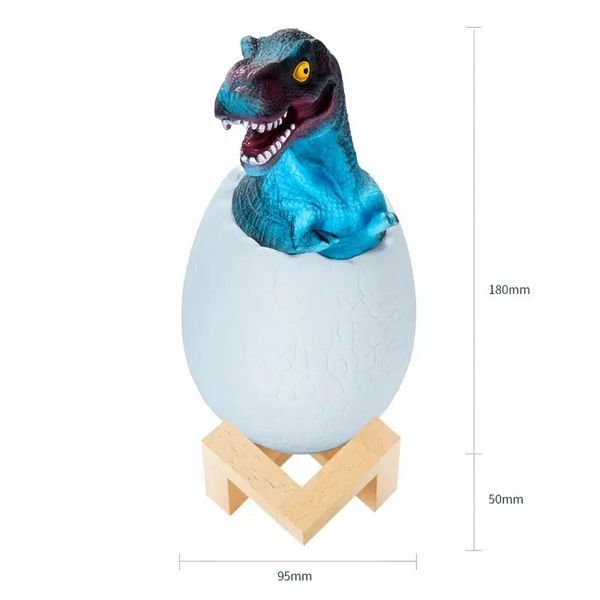 Детский светильник SUNROZ 3D Dinosaur Lamp лампа-ночник "Динозаврик в яйце" с пультом ДУ 00022158 фото