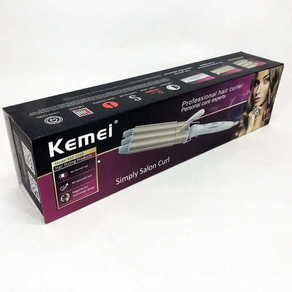 Плойка для волос профессиональная Kemei KM-1010 тройная для создания локонов с турмалиновым покрытием 00014532 фото