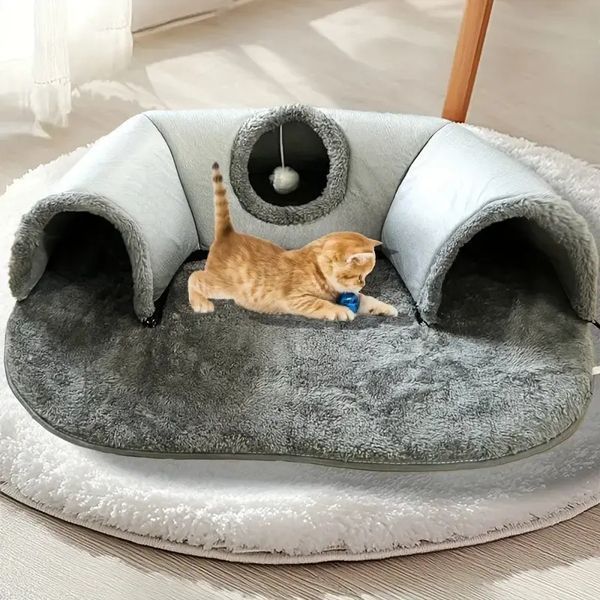 Игровой туннельный коврик Интерактивная игрушка игровой домик 2 в 1 Cat Bed 00021959 фото