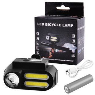 Маленький налобный фонарик BL-611-1LM+2COB, Фара и мигалка для велосипеда, Фара на руль велосипеда 00016795 фото