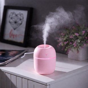Розовый ультразвуковой мини увлажнитель воздуха USB Humidifier с подсветкой 00018609 фото