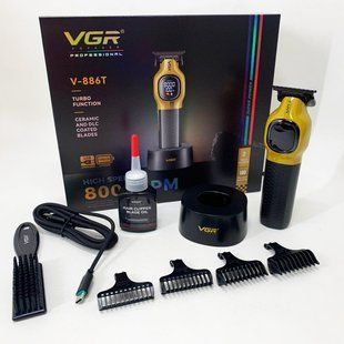 Триммер для стрижки волос VGR V-886T GOLD 8000RPM 4 насадки 00015417 фото
