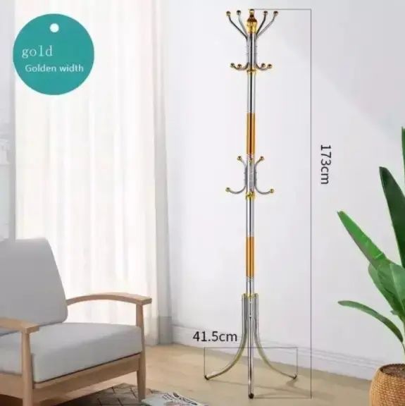 Металлическая напольная стойка-вешалка для одежды Coat Rack тренога 16 крючков 00014062 фото