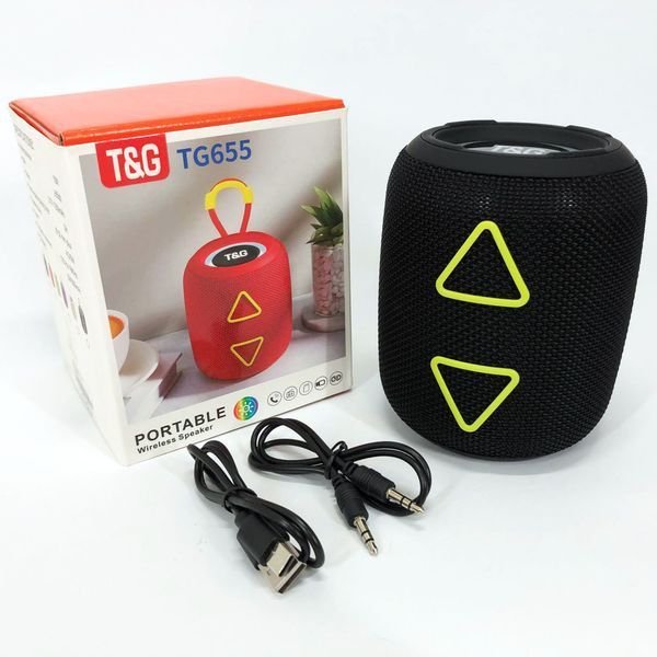 Портативна колонка TG655 5W з RGB підсвічуванням та ремінцем, Bluetooth колонка для вулиці. Колір: чорний 00017235 фото