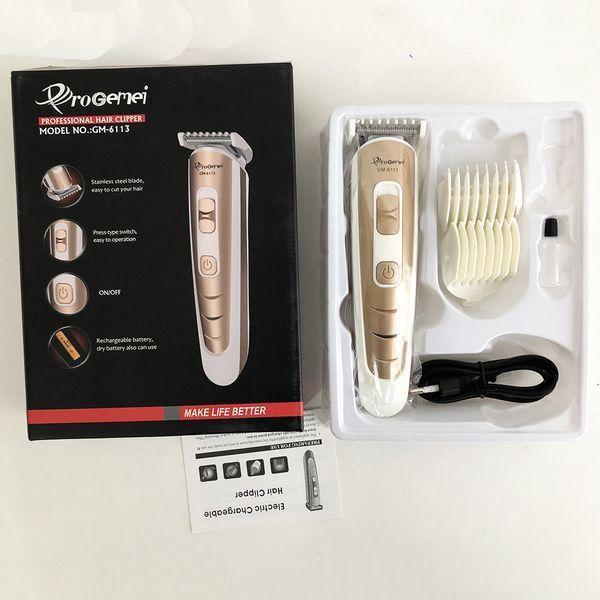 Машинка для стрижки волосся Gemei GM-6113 акумуляторна, чоловіча машинка для гоління. Колір: золотий 00014325 фото