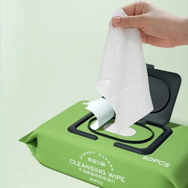 Салфетки для снятия макияжа Disposable Makeup Remover Wipes с экстрактом авокадо 60 шт 00015012 фото