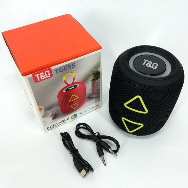 Портативна колонка TG655 5W з RGB підсвічуванням та ремінцем, Bluetooth колонка для вулиці. Колір: чорний 00017235 фото