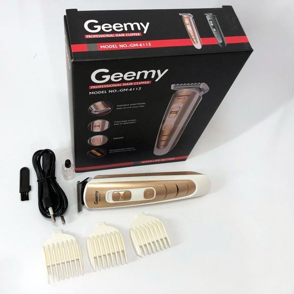 Машинка для стрижки волосся Gemei GM-6113 акумуляторна, чоловіча машинка для гоління. Колір: золотий 00014325 фото